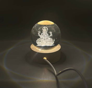 3D Crystal Ganesha Creative Engraved Crystal Ball Night Light Ganesh Ganesha